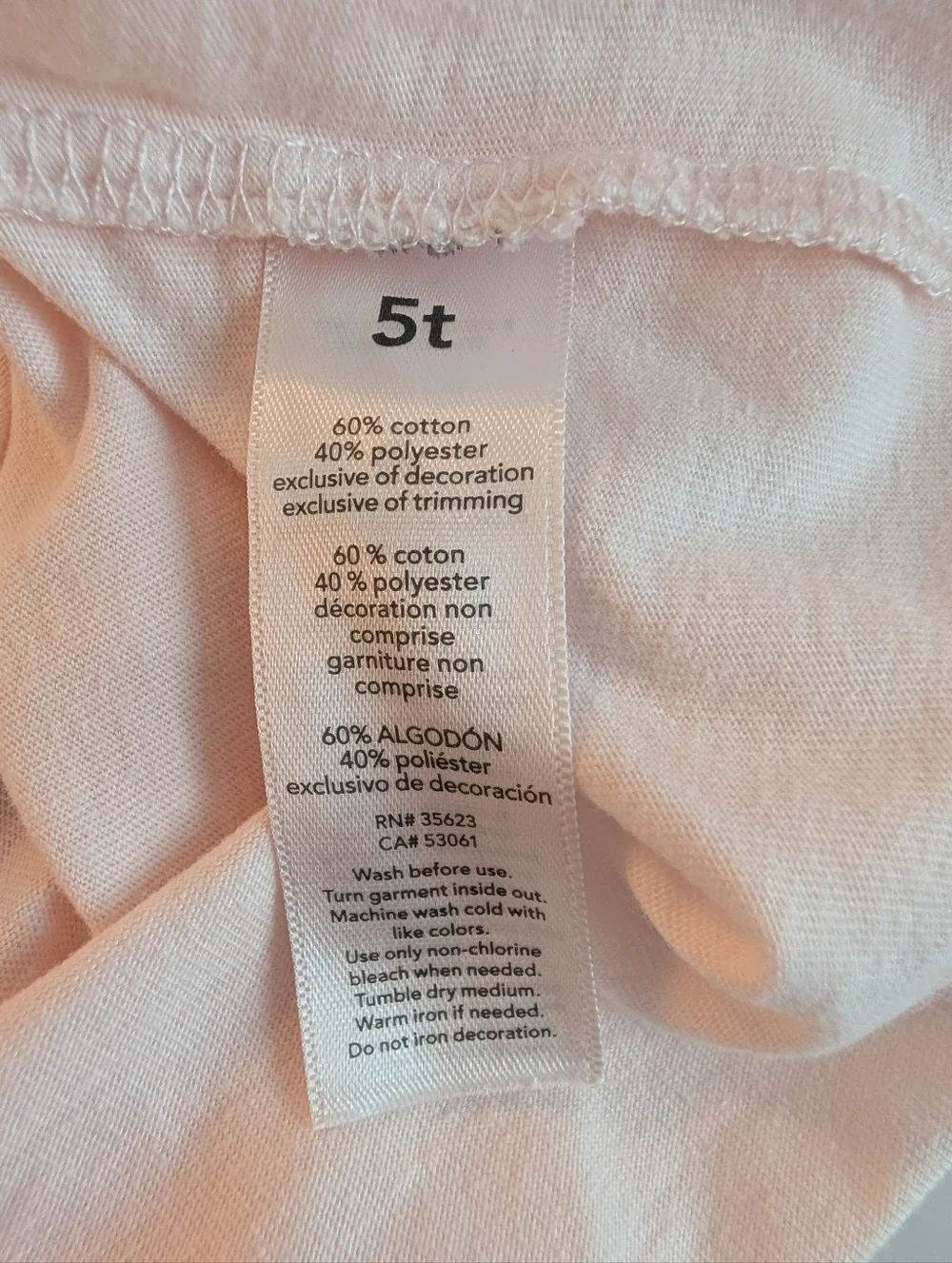 OshKosh B'gosh Girls' Light Pink Short Sleeve Peasant Top Cotton Size 5T